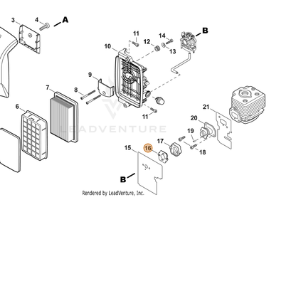 ECHO part A205000020 — IPL diagram snippet (6x zoom, amber highlight)