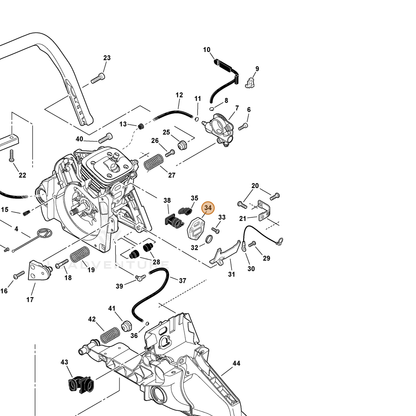 ECHO part A206000021 — IPL diagram snippet (6x zoom, amber highlight)