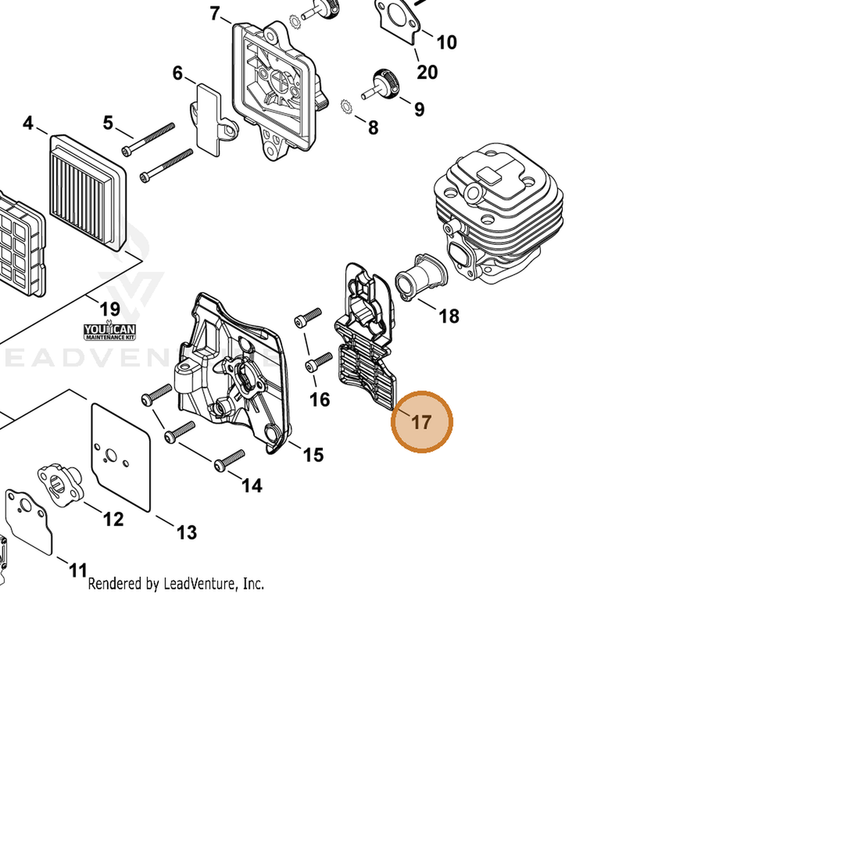 ECHO part A206000060 — IPL diagram snippet (6x zoom, amber highlight)