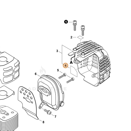 Echo part A209000831 — IPL diagram snippet (6x zoom, amber highlight)