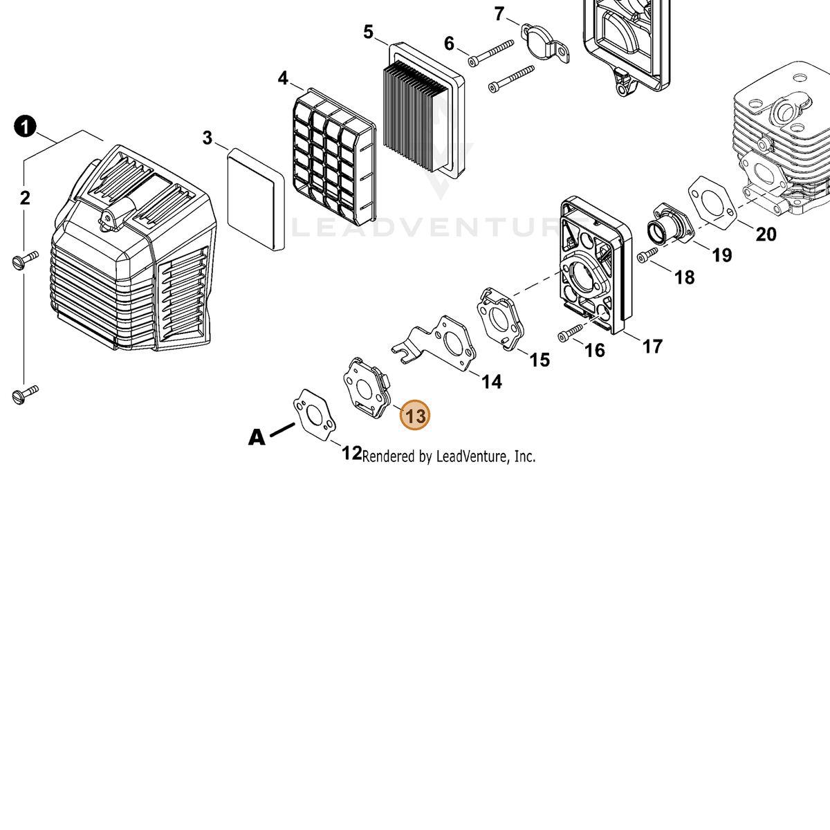 ECHO part A209000840 — IPL diagram snippet (6x zoom, amber highlight)