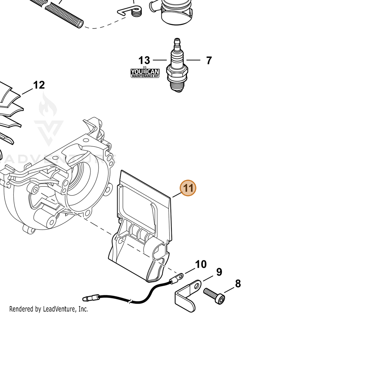 ECHO part A209000990 — IPL diagram snippet (6x zoom, amber highlight)