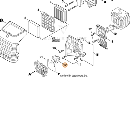 ECHO part A209001000 — IPL diagram snippet (6x zoom, amber highlight)