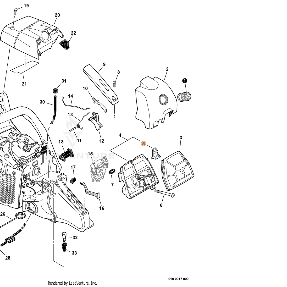 ECHO part A219000060 — IPL diagram snippet (6x zoom, amber highlight)