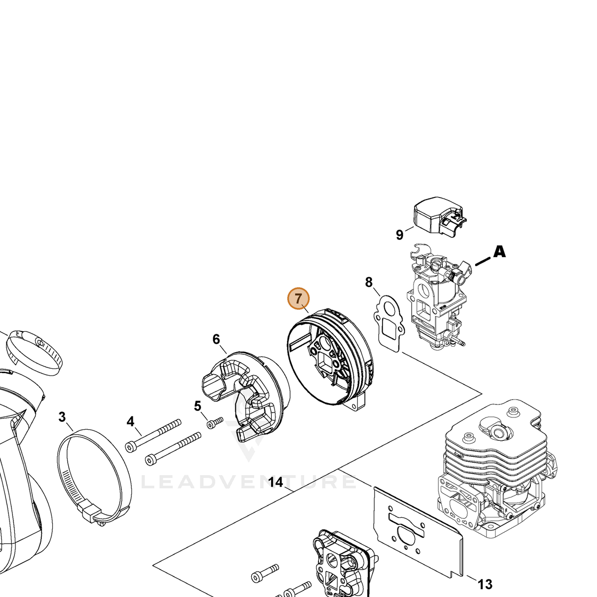 ECHO part A221000041 — IPL diagram snippet (6x zoom, amber highlight)