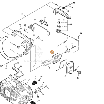 ECHO part A225000025 — IPL diagram snippet (6x zoom, amber highlight)