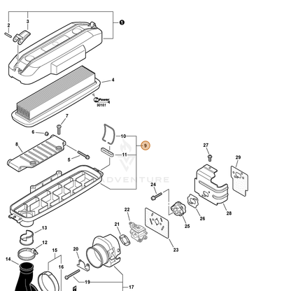 ECHO part A225000310 — IPL diagram snippet (6x zoom, amber highlight)
