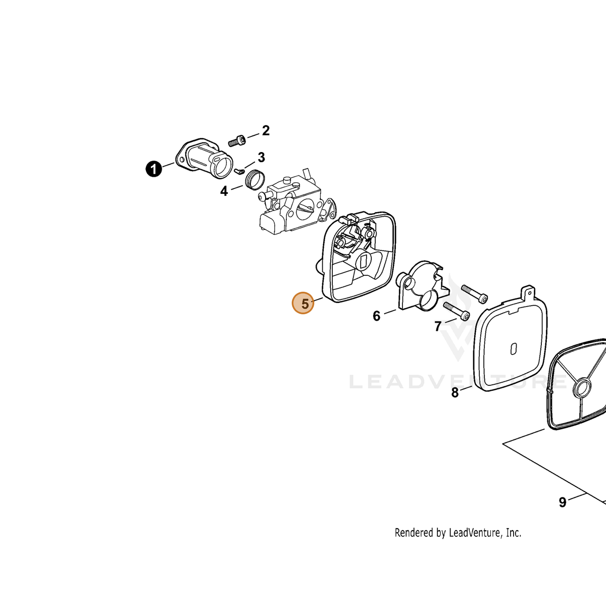 ECHO part A225000611 — IPL diagram snippet (6x zoom, amber highlight)