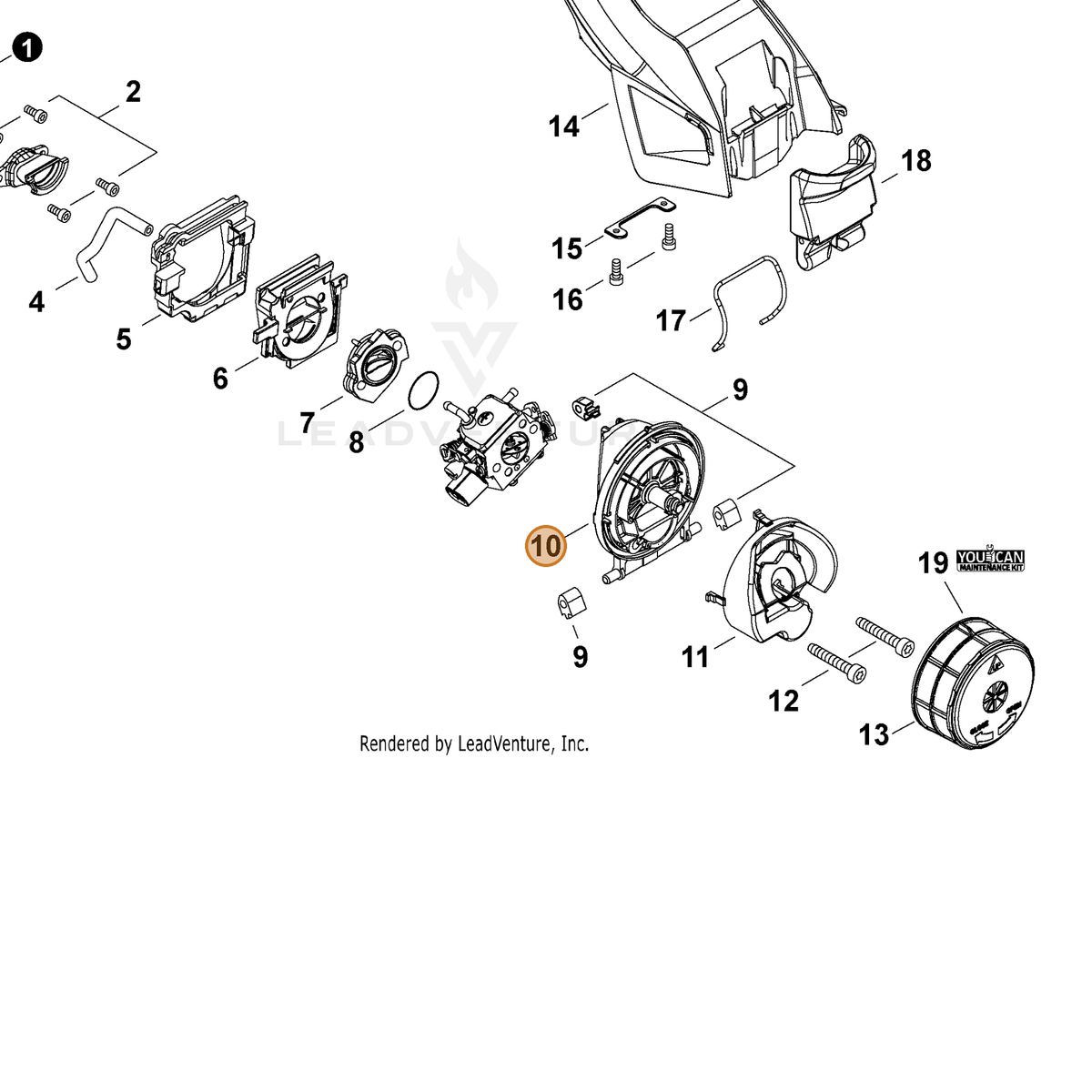 ECHO part A225000730 — IPL diagram snippet (6x zoom, amber highlight)