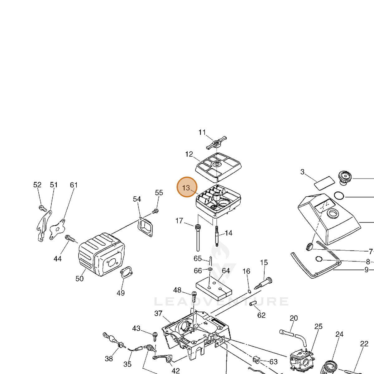 ECHO part A226000011 — IPL diagram snippet (6x zoom, amber highlight)