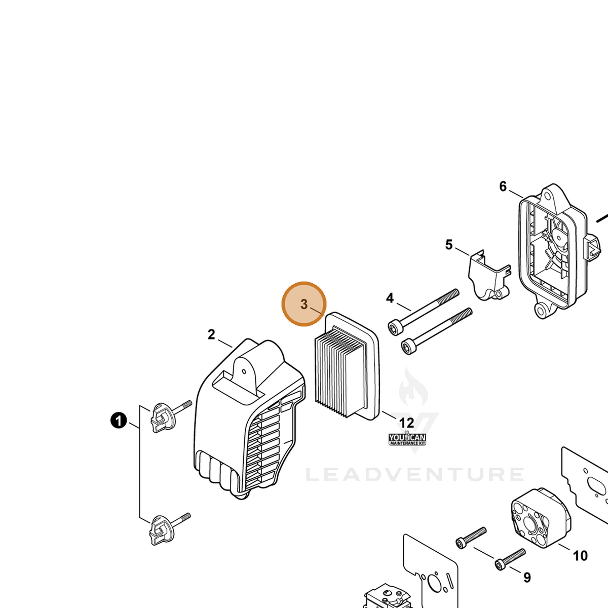 ECHO part A226000032 — IPL diagram snippet (6x zoom, amber highlight)