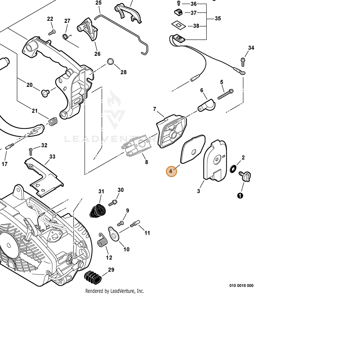 ECHO part A226000051 — IPL diagram snippet (6x zoom, amber highlight)