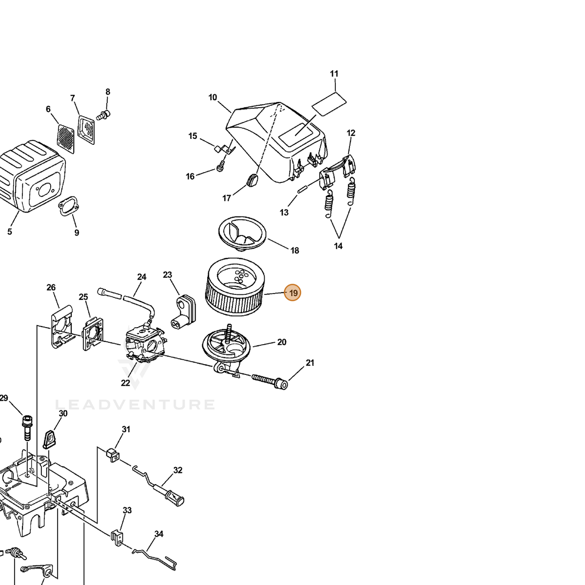 ECHO part A226000070 — IPL diagram snippet (6x zoom, amber highlight)