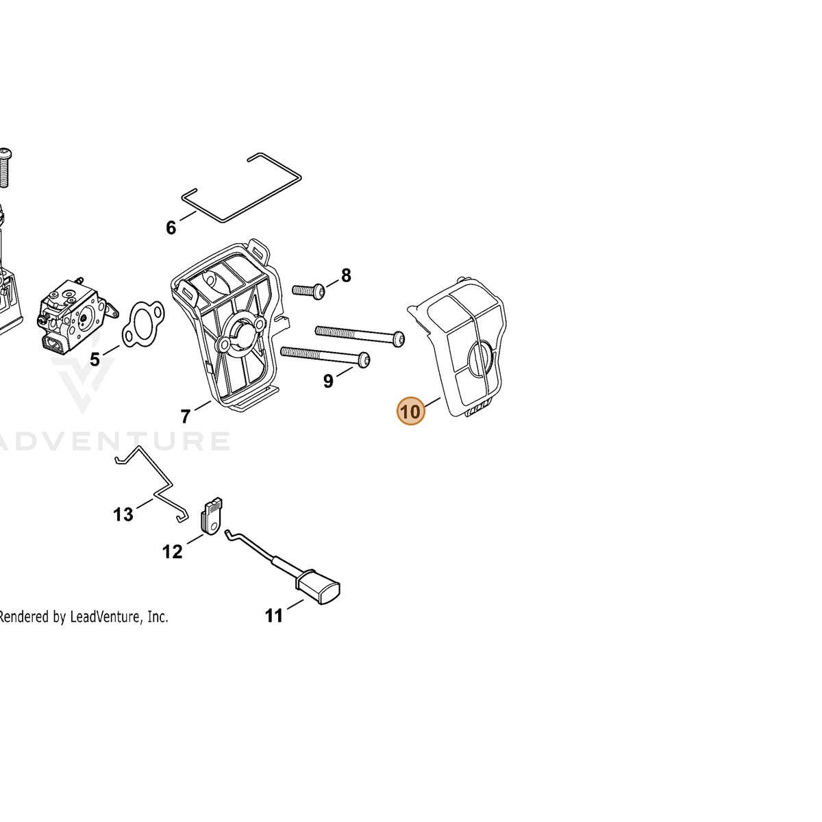 ECHO part A226000460 — IPL diagram snippet (6x zoom, amber highlight)
