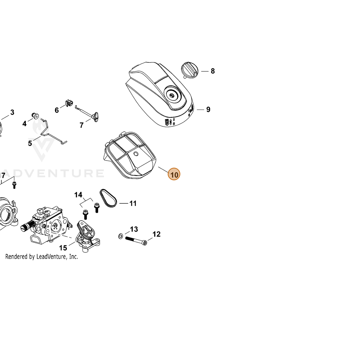 ECHO part A226001090 — IPL diagram snippet (6x zoom, amber highlight)