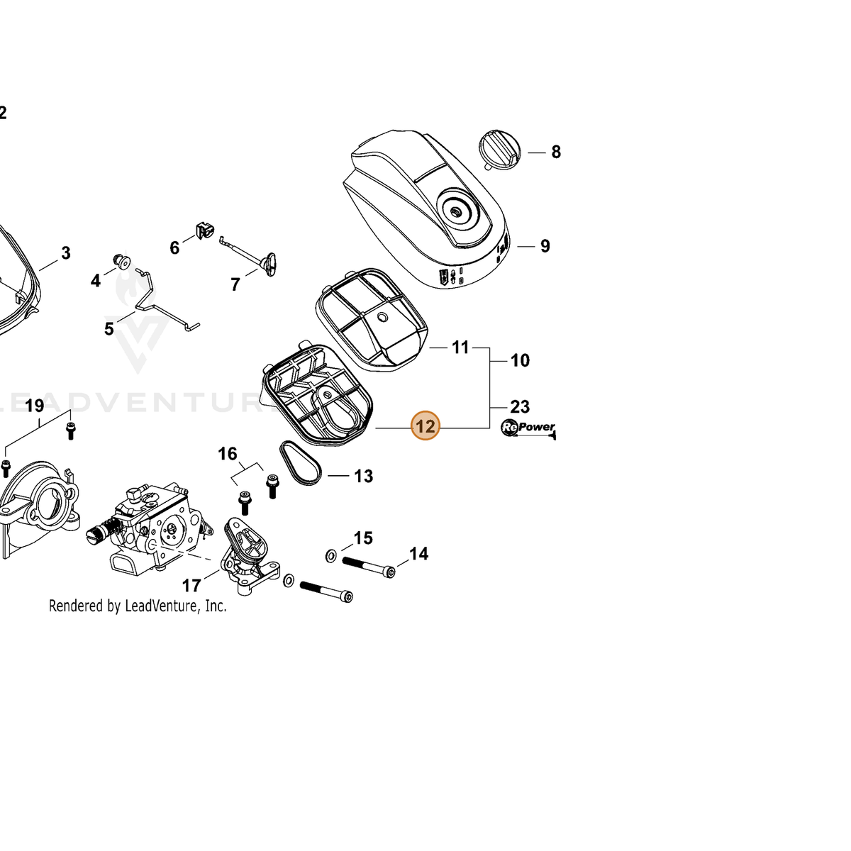 ECHO part A226001110 — IPL diagram snippet (6x zoom, amber highlight)