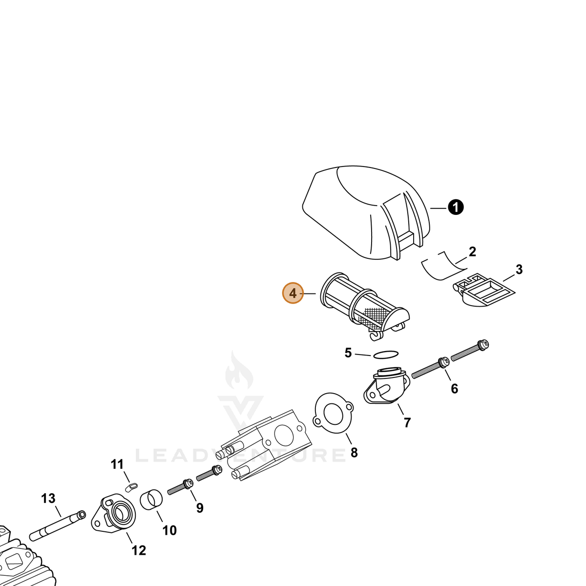 ECHO part A226001700 — IPL diagram snippet (6x zoom, amber highlight)