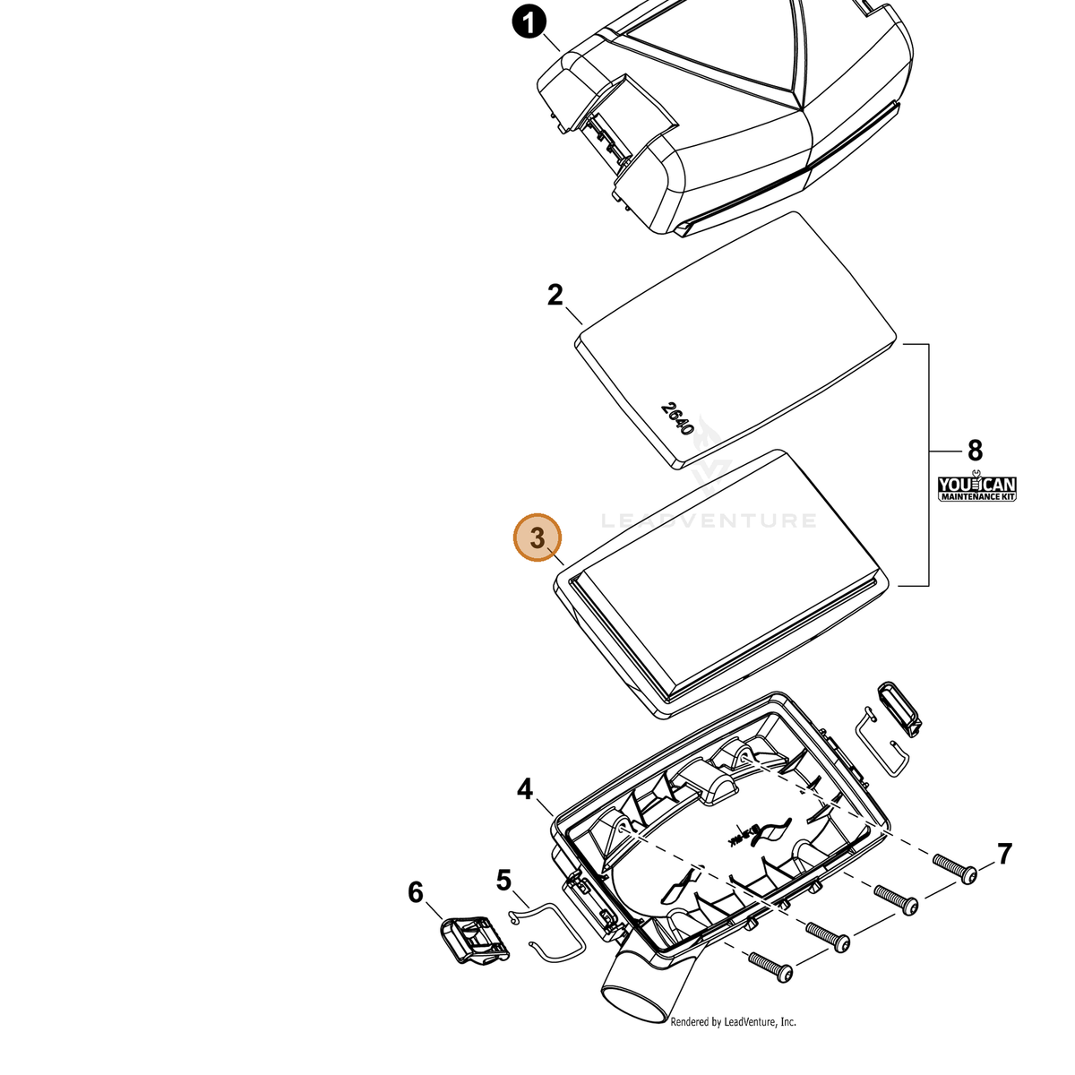 ECHO part A226002070 — IPL diagram snippet (6x zoom, amber highlight)