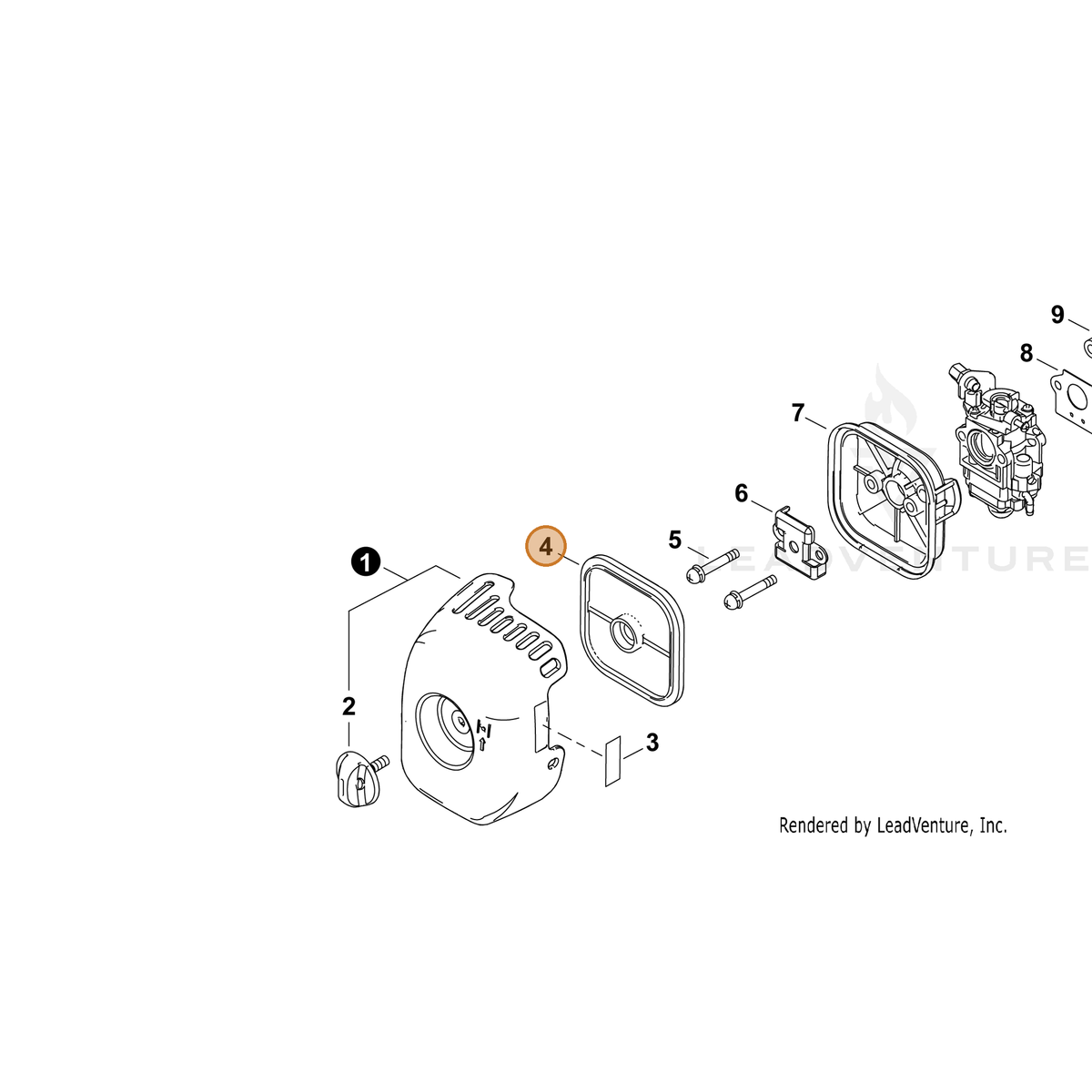 ECHO part A226002280 — IPL diagram snippet (6x zoom, amber highlight)