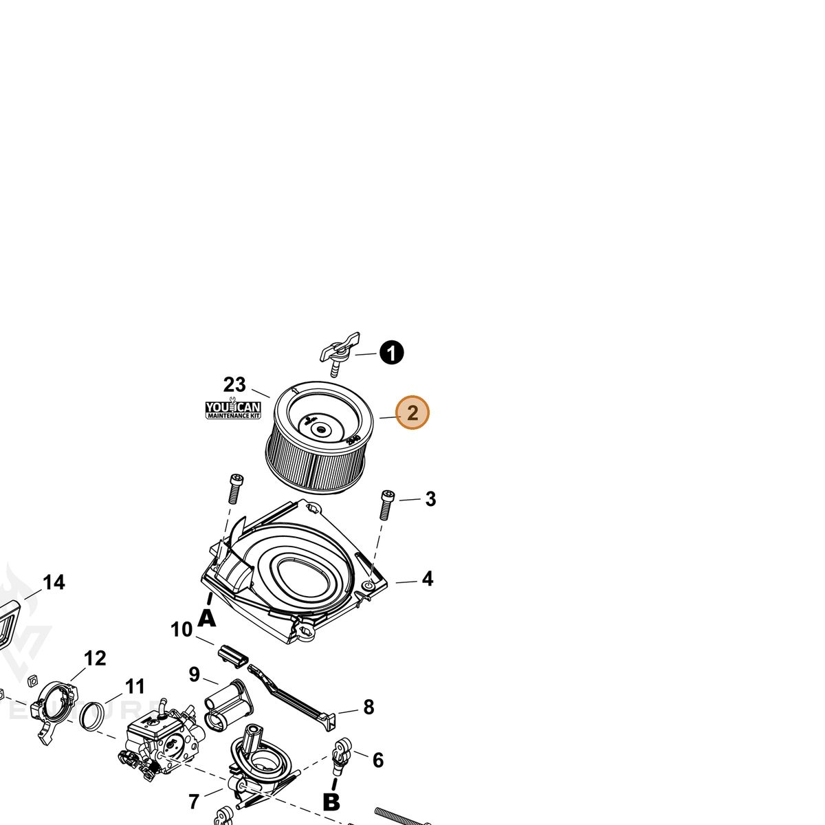 ECHO part A226002370 — IPL diagram snippet (6x zoom, amber highlight)