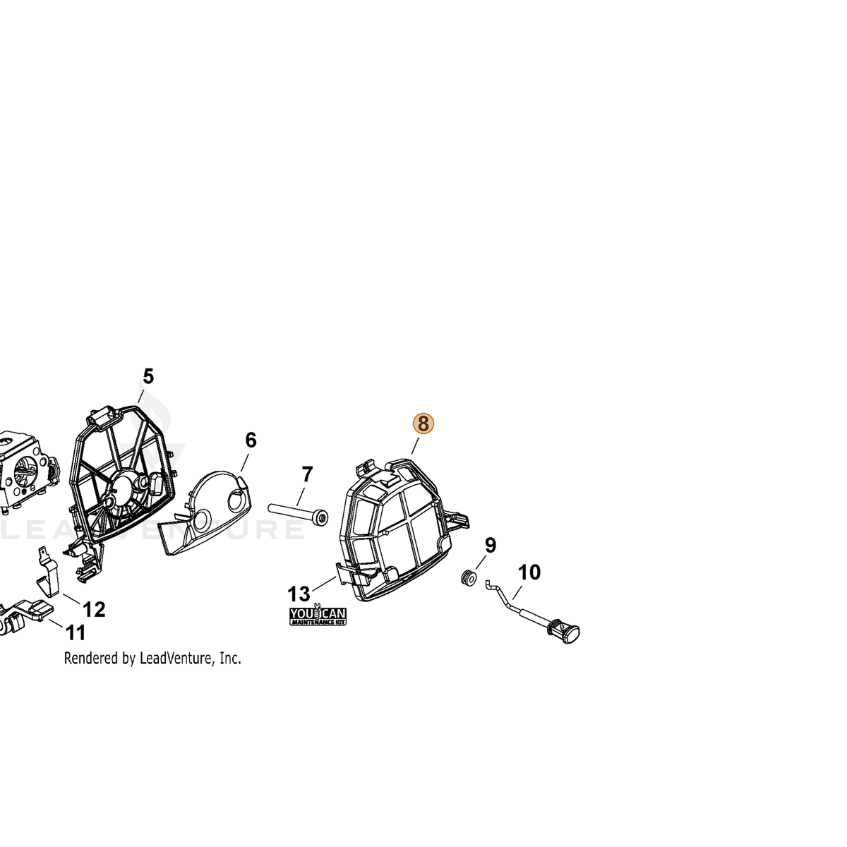 ECHO part A226002510 — IPL diagram snippet (6x zoom, amber highlight)