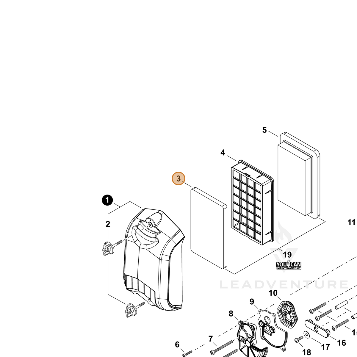 ECHO part A226002530 — IPL diagram snippet (6x zoom, amber highlight)