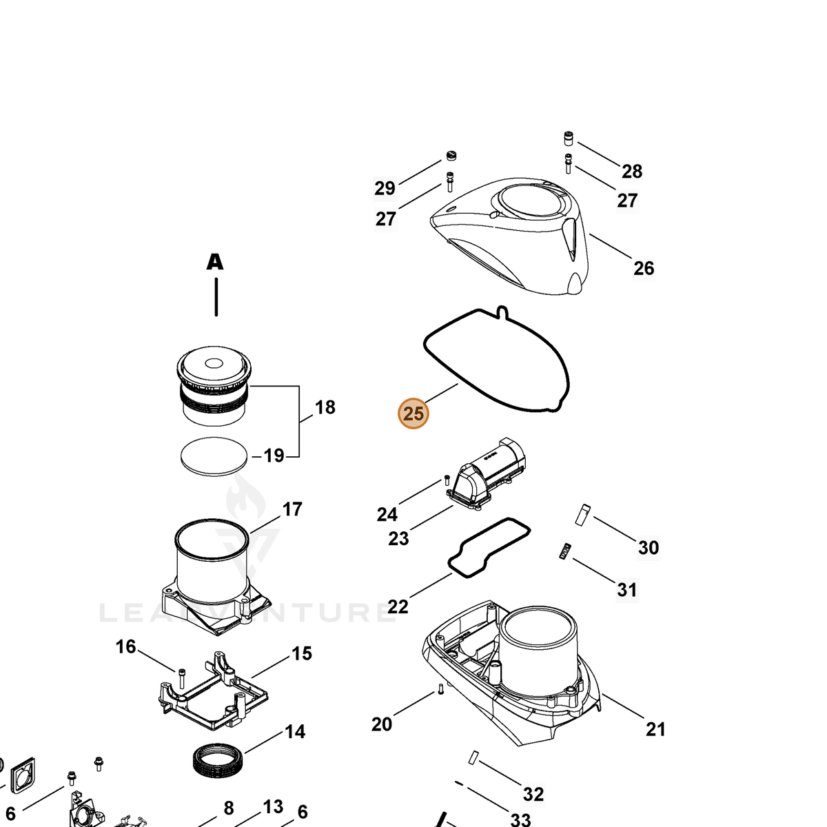 ECHO part A228000080 — IPL diagram snippet (6x zoom, amber highlight)