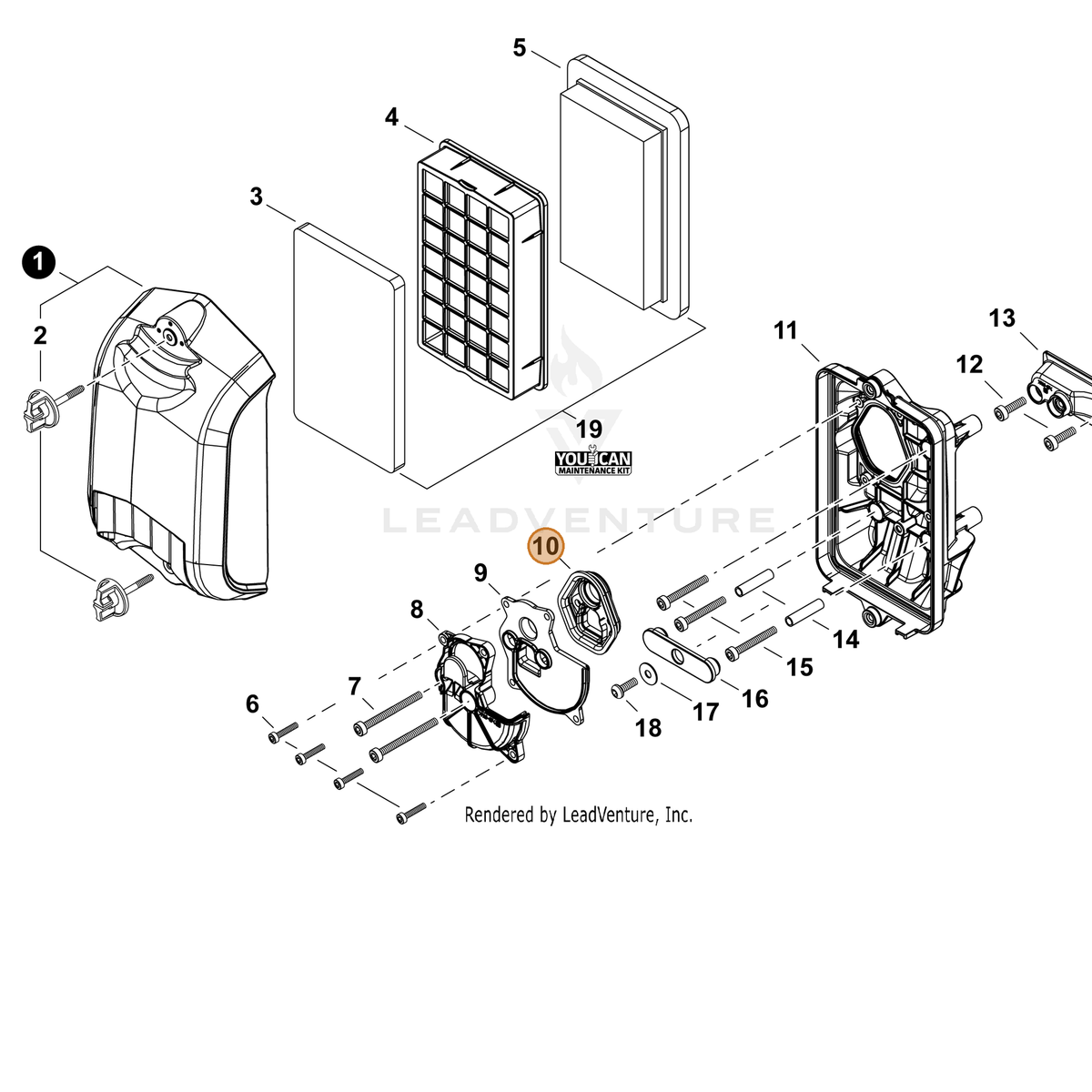 ECHO part A228000090 — IPL diagram snippet (6x zoom, amber highlight)