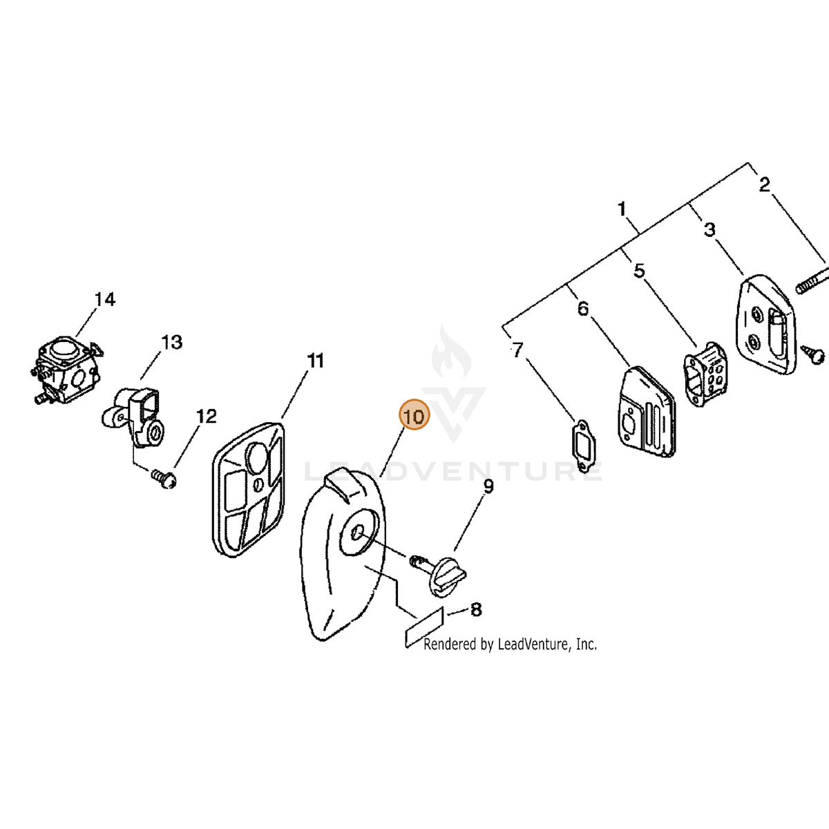 ECHO part A232000160 — IPL diagram snippet (6x zoom, amber highlight)