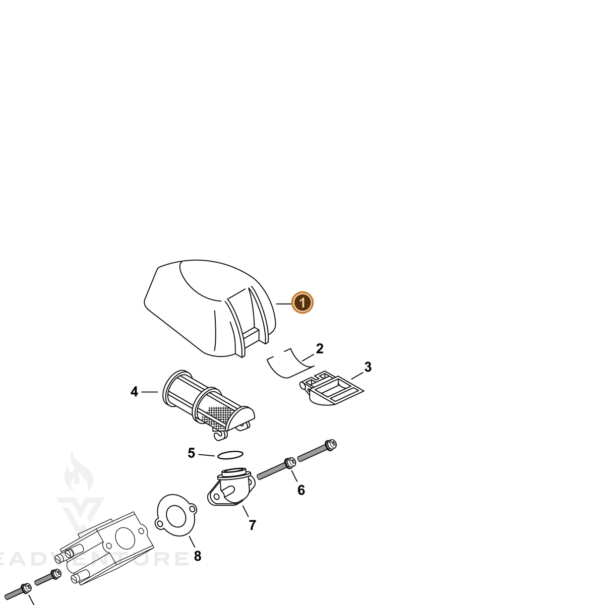 ECHO part A232000191 — IPL diagram snippet (6x zoom, amber highlight)