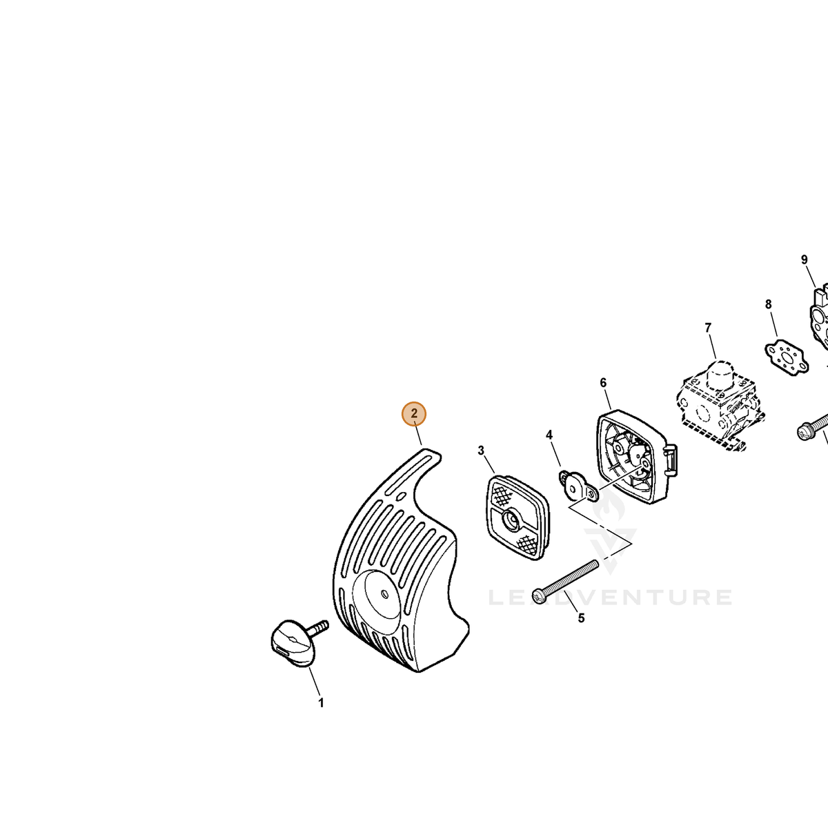 ECHO part A232000271 — IPL diagram snippet (6x zoom, amber highlight)