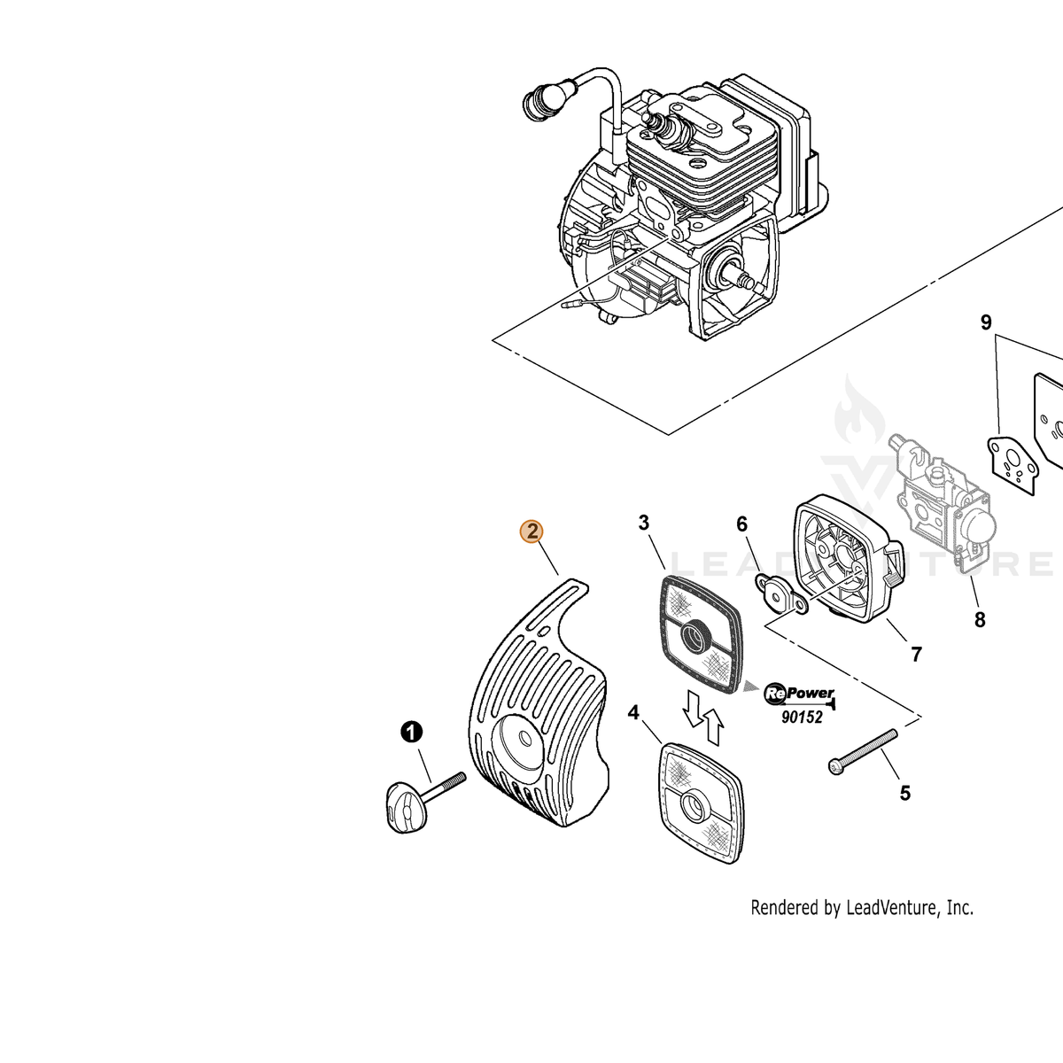 ECHO part A232000330 — IPL diagram snippet (6x zoom, amber highlight)