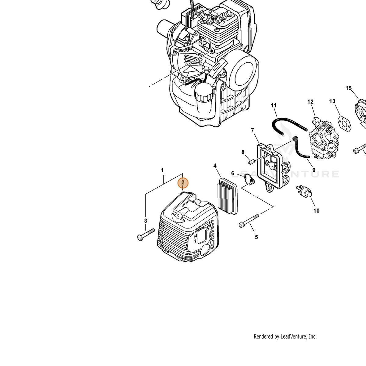 ECHO part A232000390 — IPL diagram snippet (6x zoom, amber highlight)