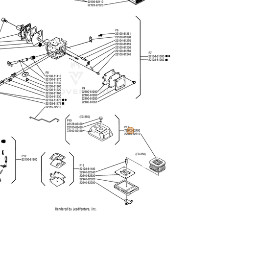 Echo part A232001440 — IPL diagram snippet (6x zoom, amber highlight)