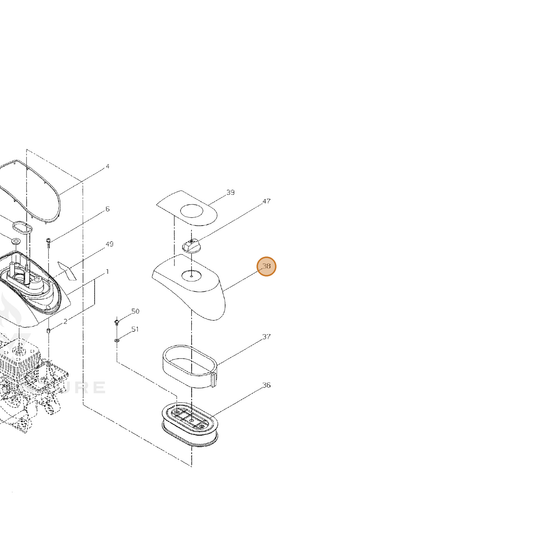 Echo part A232001870 — IPL diagram snippet (6x zoom, amber highlight)