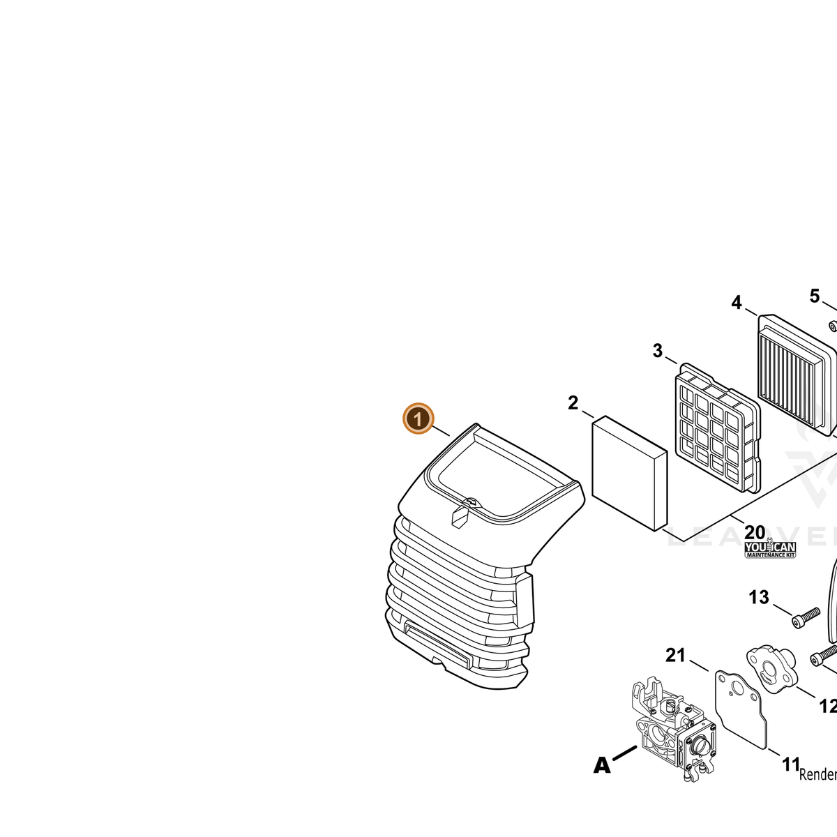 ECHO part A232001891 — IPL diagram snippet (6x zoom, amber highlight)