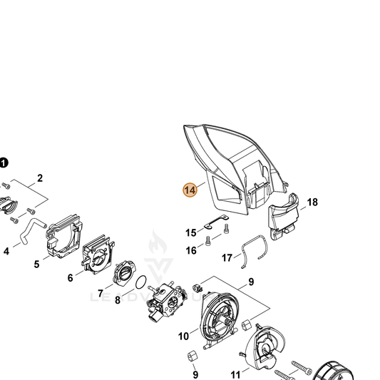 Echo part A232001950 — IPL diagram snippet (6x zoom, amber highlight)
