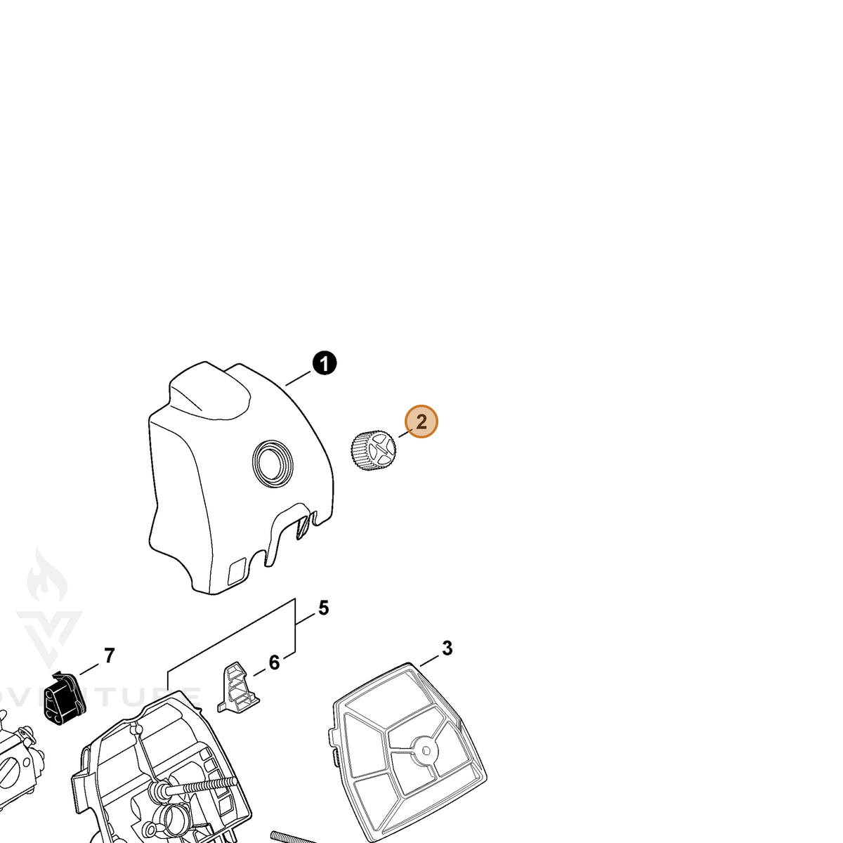 ECHO part A235000191 — IPL diagram snippet (6x zoom, amber highlight)