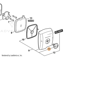 ECHO part A235000361 — IPL diagram snippet (6x zoom, amber highlight)