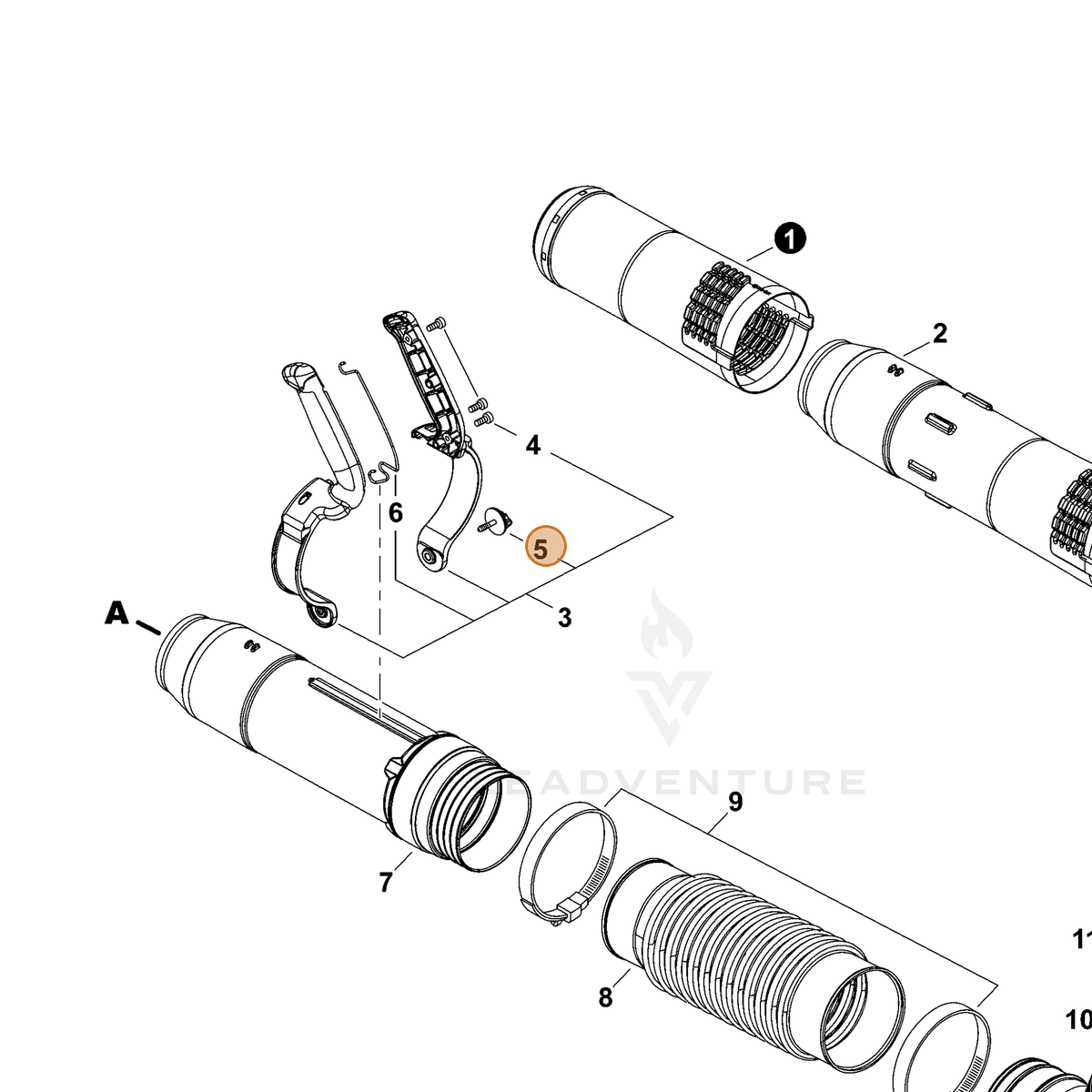 ECHO part A235000380 — IPL diagram snippet (6x zoom, amber highlight)
