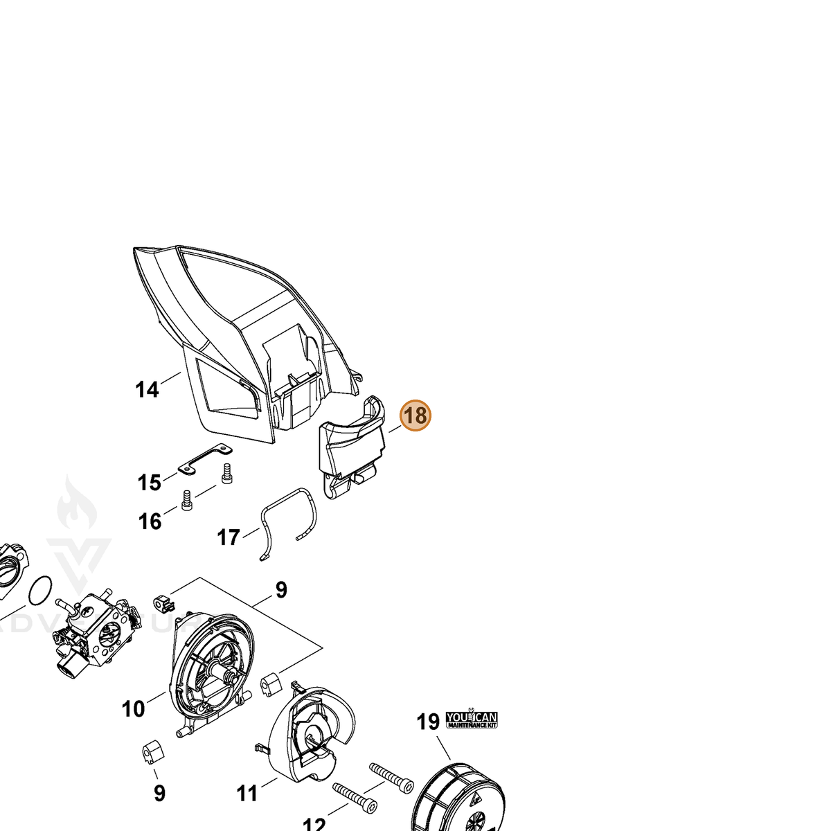ECHO part A235000440 — IPL diagram snippet (6x zoom, amber highlight)