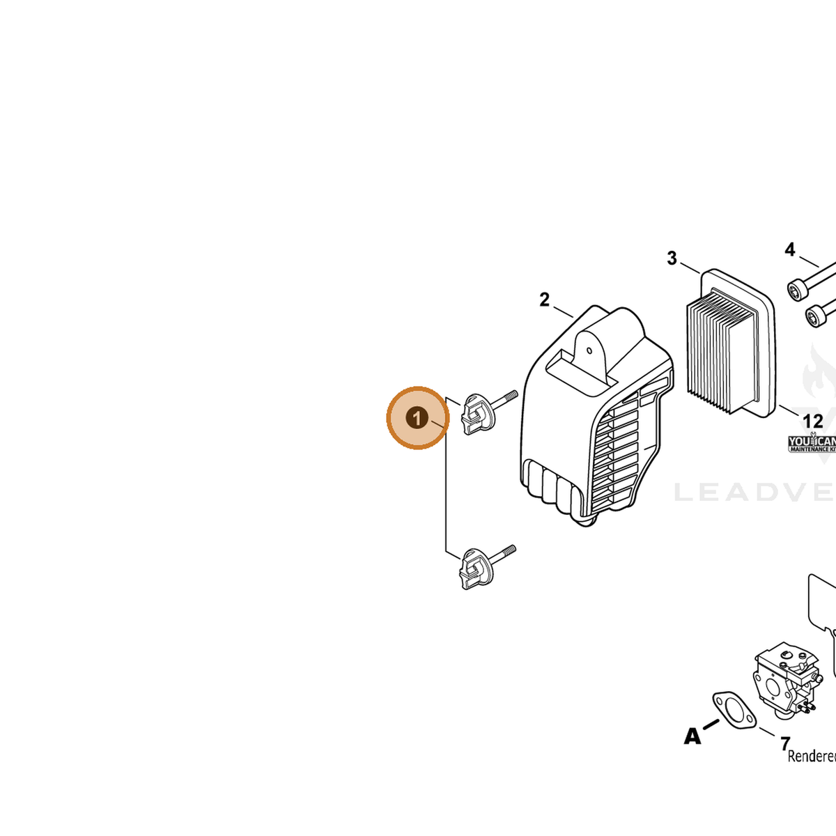ECHO part A235000450 — IPL diagram snippet (6x zoom, amber highlight)