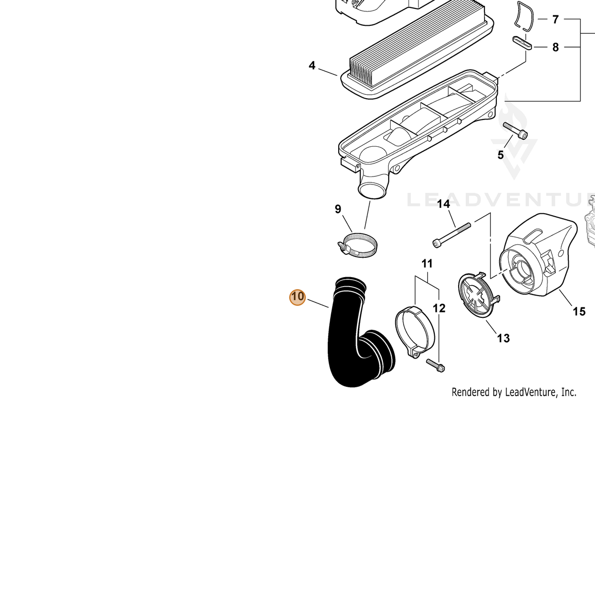 ECHO part A239000010 — IPL diagram snippet (6x zoom, amber highlight)
