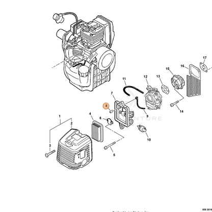 ECHO part A239000050 — IPL diagram snippet (6x zoom, amber highlight)