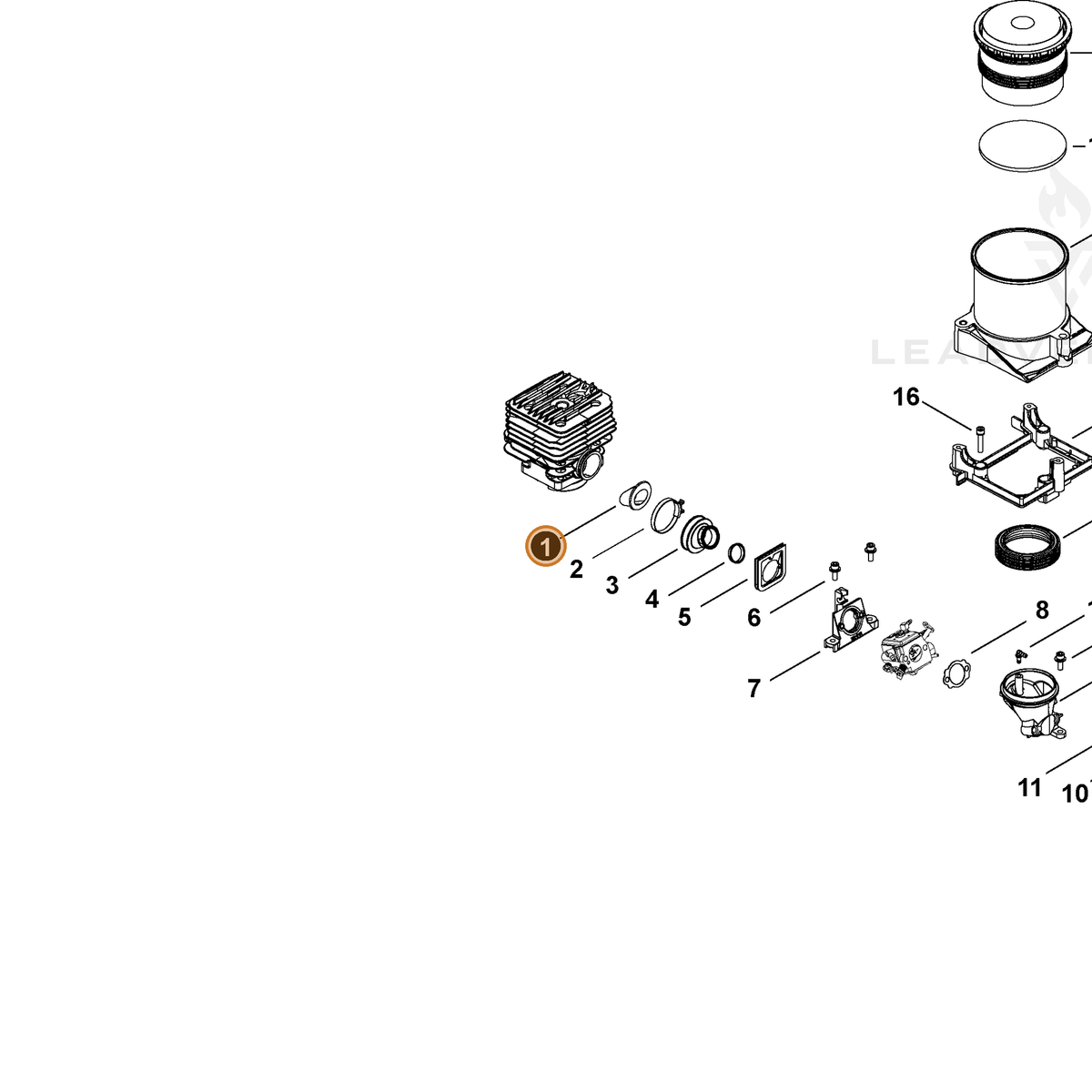 ECHO part A239000100 — IPL diagram snippet (6x zoom, amber highlight)