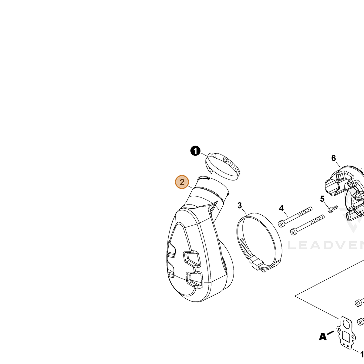 ECHO part A239000140 — IPL diagram snippet (6x zoom, amber highlight)
