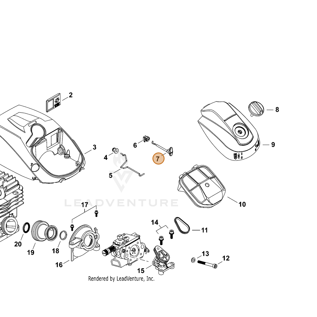 ECHO part A240000111 — IPL diagram snippet (6x zoom, amber highlight)