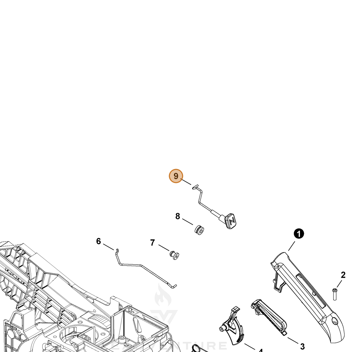 ECHO part A240000181 — IPL diagram snippet (6x zoom, amber highlight)