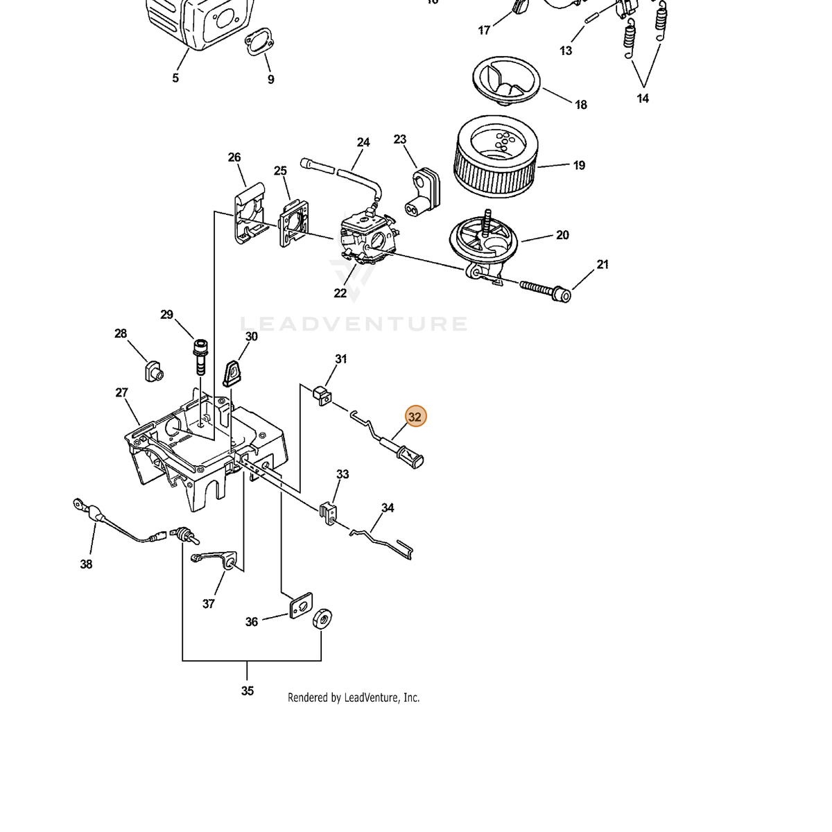 ECHO part A241000030 — IPL diagram snippet (6x zoom, amber highlight)