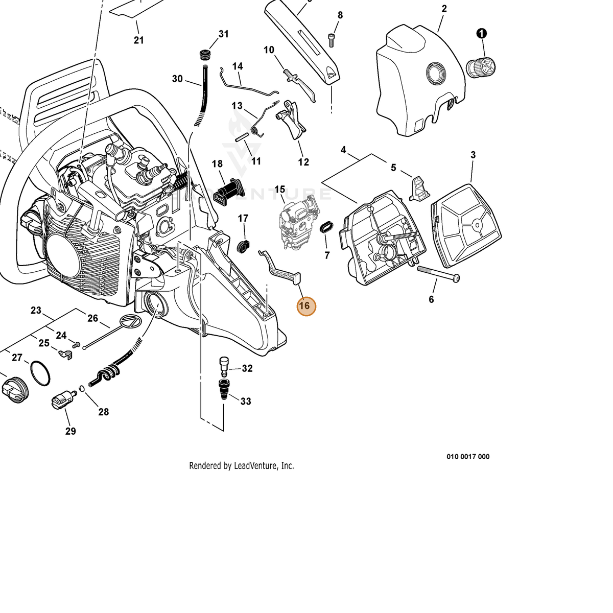 ECHO part A241000220 — IPL diagram snippet (6x zoom, amber highlight)